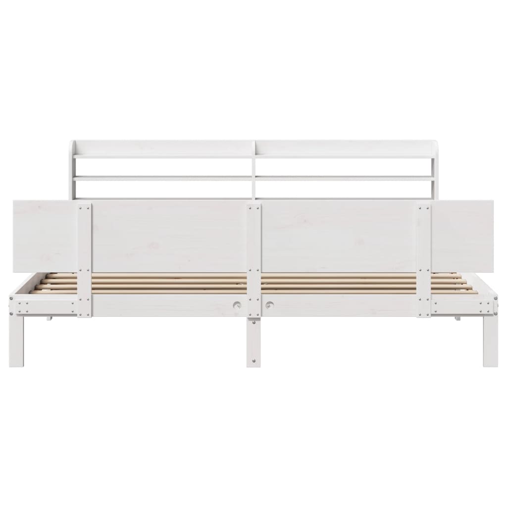 Bed Frame with Headboard without Mattress White 200x200 cm
